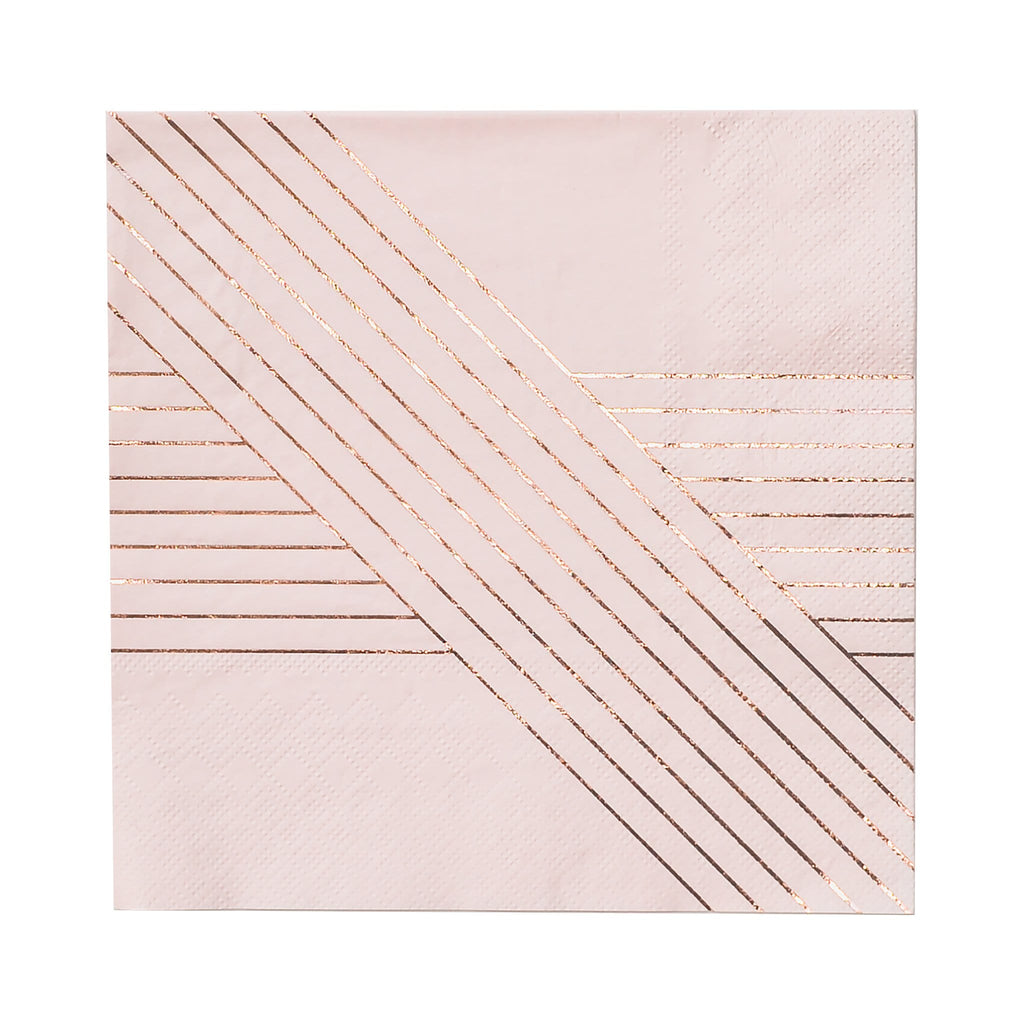 pink and rose gold paper napkins for birthday parties and showers