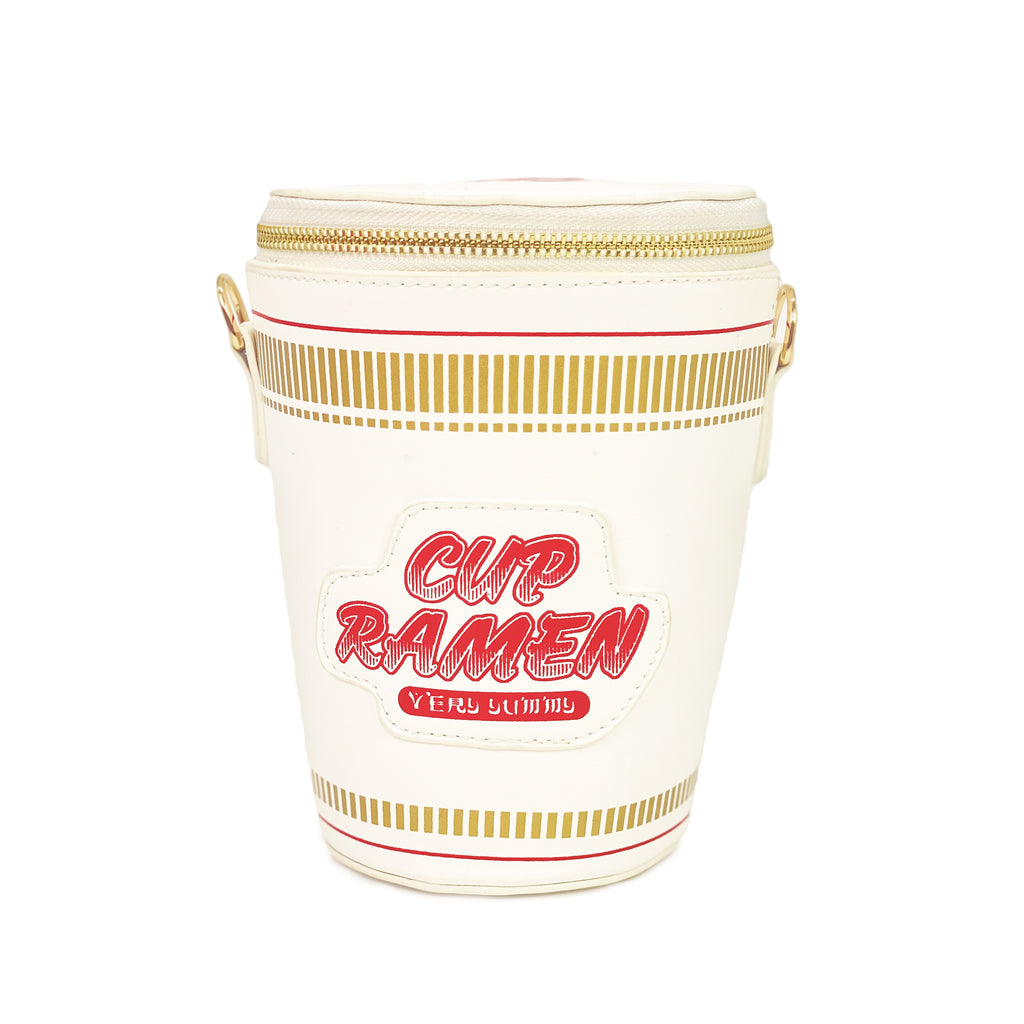 white cup of ramen purse