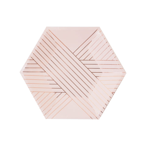 Gold & Blush Hexagon Party Plates - Large