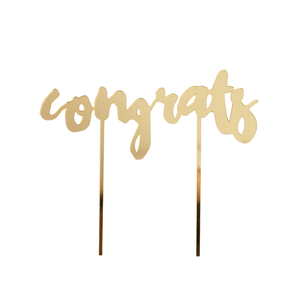 gold metal congrats cake topper for bridal showers and baby showers