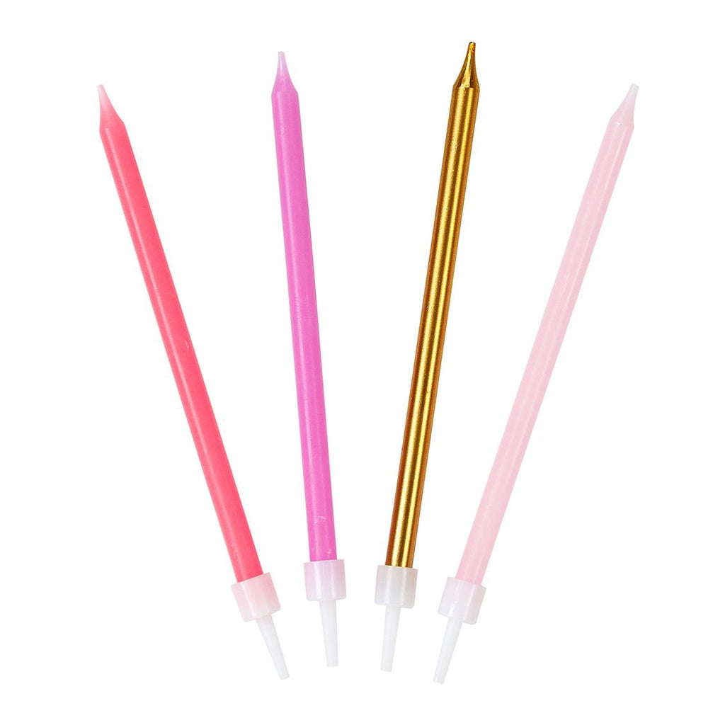 pink and gold long birthday candles