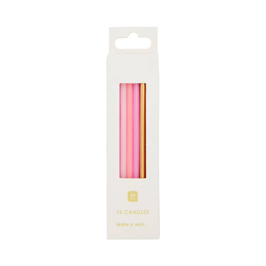 pink and gold long birthday candles