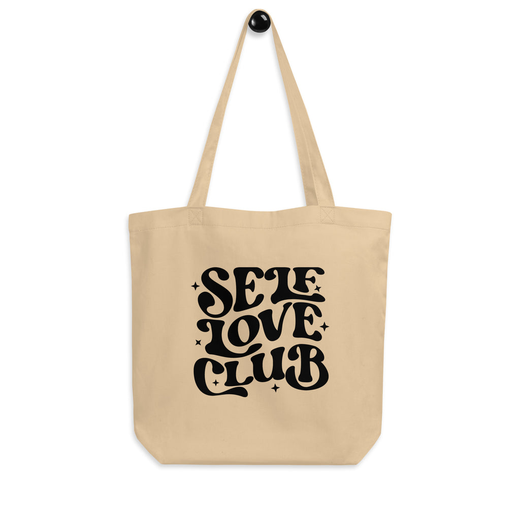self love club retro reusable canvas tote bag