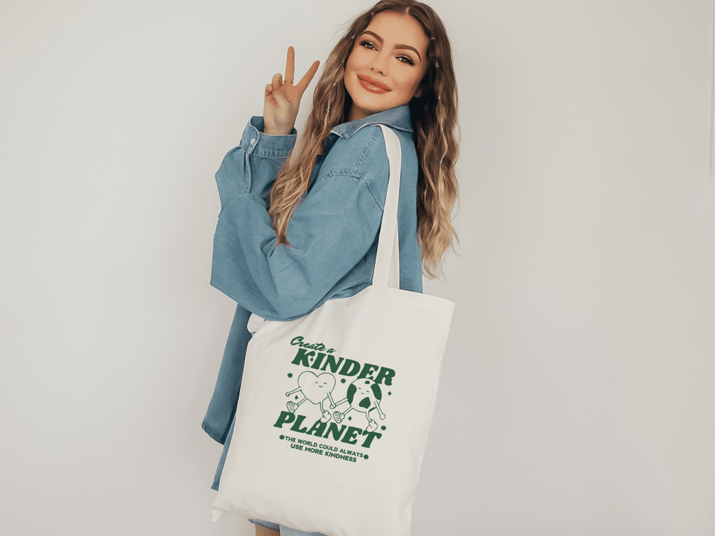 Kinder Planet Tote Bag, Save the Planet, Be Kind to Your Mind, Be a Good Human, Mental Health Matter