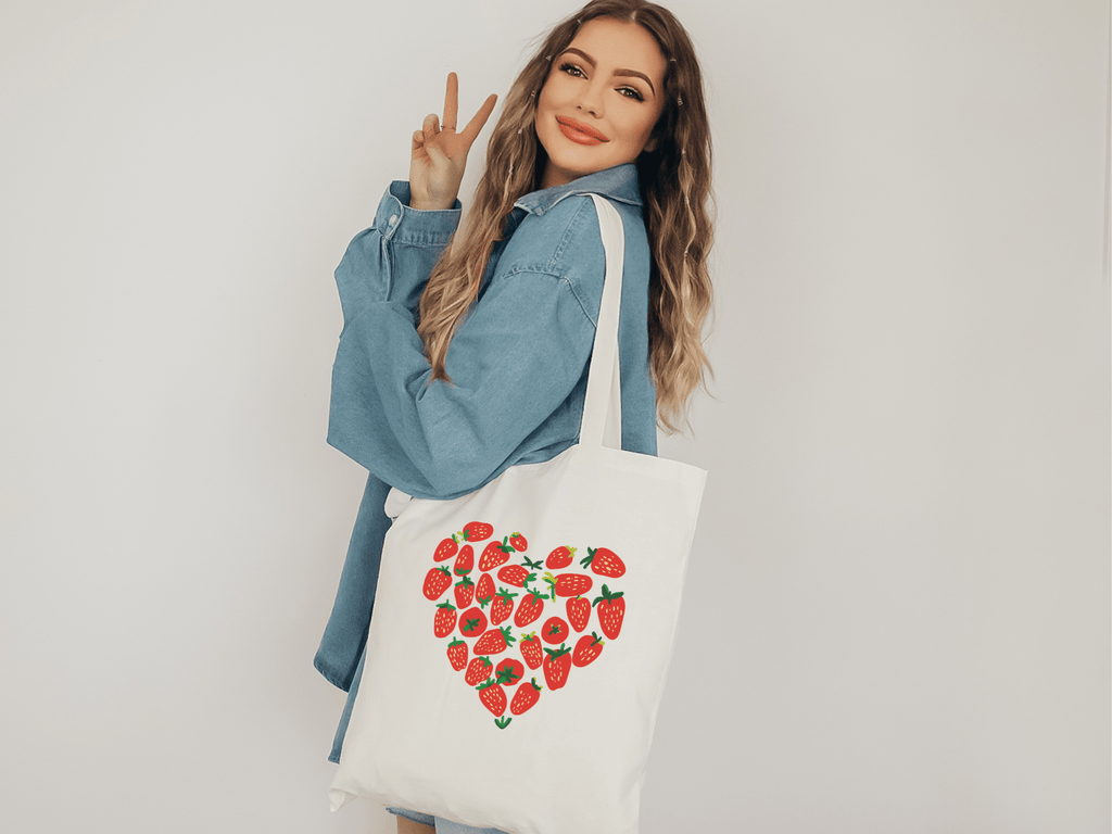 Strawberry Bag - Grocery, Reusable, Eco, Canvas Tote Bag with Zipper, –  McKinney Printing Company, LLC